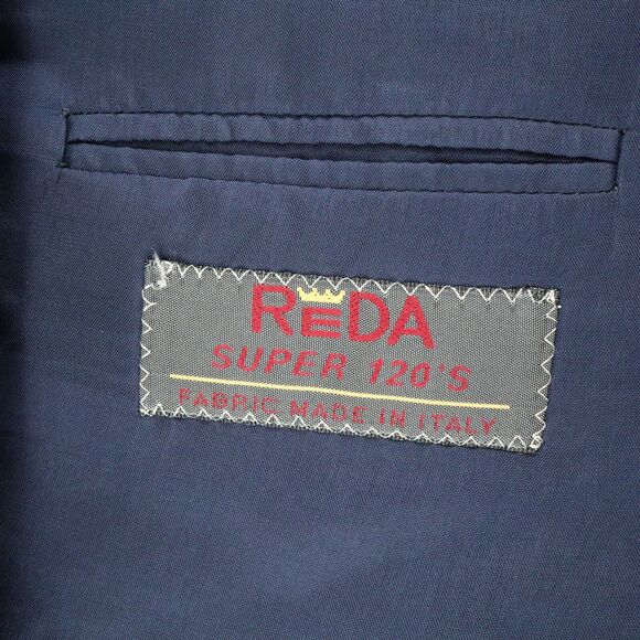 John W Nordstrom Sport Coat Mens 44R Blue Plaid Jacket Wool Reda Super 120s - Picture 10 of 16